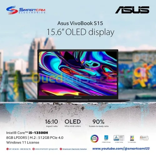 ASUS VIVOBOOK S15/I5-13500H/16GB DDR5/512GB SSD/INTEL ARC A350M/INTEL IRIS XE/15.6  2K OLED -120Hz