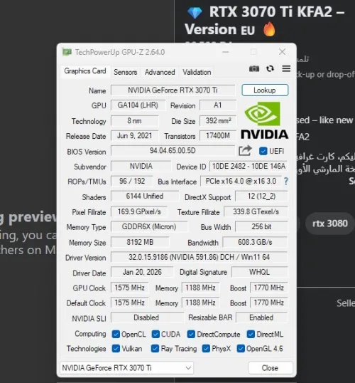 RTX 3070 Ti KFA2 Version eu
