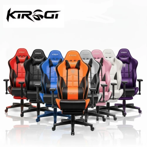 Chaise gaming KIROGI avec repose pied et coussins reglables toutes couleurs disponibles