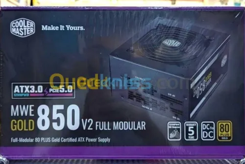 COOLER MASTER MWE 850W V2 - ALIMENTATION 80 PLUS GOLD - MODULAIRE - DC TO DC - ATX 3.0 - PCI-E 5.0