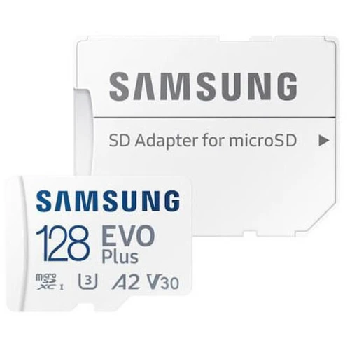 SAMSUNG EVO PLUS MICROSD 128GO + ADAPTATEUR SD - CARTE MÉMOIRE MICRO SD - VITESSE 160 MBS - V30