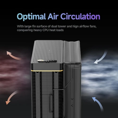 OCYPUS LOTA A40 - AIRCOOLING 120 MM - INTEL & AMD - 4 HEATPIPES - ÉCRAN DIGITAL - 2000 RPM - BLACK