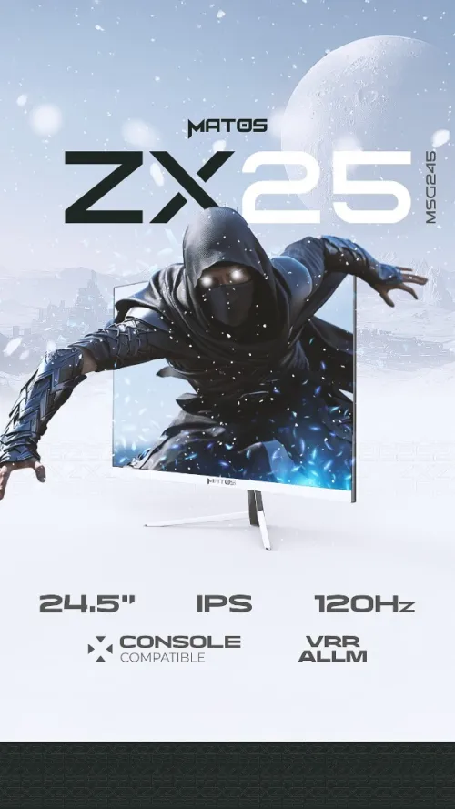 ECRAN MATOS ZX25 - GAMING 120HZ FHD - FAST IPS - 1MS - PC & CONSOLE - G-SYNC - VRR & ALLM - BLACK