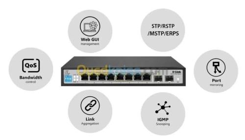 D-LINK DGS-F1100-10PS-E SWITCH 10 PORTS GIGABIT - POE+ - SMART - VLAN - CCTV - 96W - RACKABLE