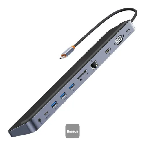 BASEUS ELITEJOY GEN 2 - STATION D ACCUEIL USB-C 11 EN 1 - HUB MULTIPORT - POWER DELIVERY 100W - GRIS
