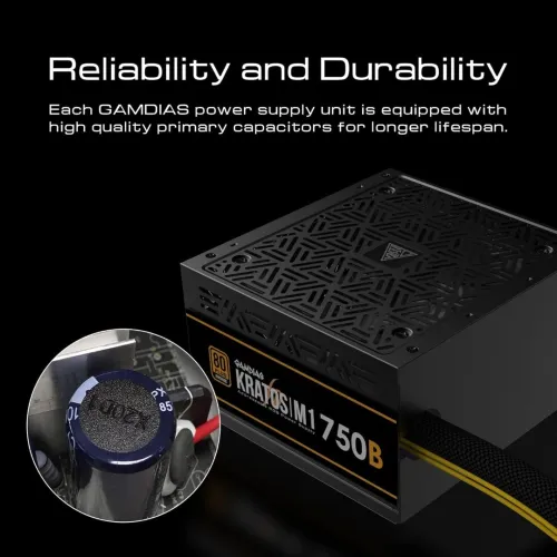 GAMDIAS KRATOS M1-750B - ALIMENTATION 750W - 80+ BRONZE - SILENCIEUSE- RGB - ATX PFC ACTIF -BLACK