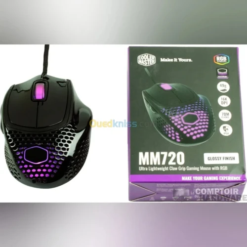 SOURIS GAMING COOLER MASTER MM720 - RGB - 16000 DPI - ULTRA LÉGÈRE - HAUTE PERFORMANCE - BLACK & WHITE