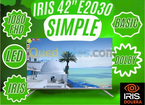 TV IRIS E2030 42" POUCES - LED HD BASIC - FLICKER FREE - DOLBY AUDIO- 16:9 60HZ - HDMI / USB -BLACK