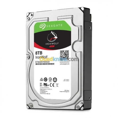 SEAGATE IRONWOLF NAS - DISQUE 8TB HDD - 3.5" SATA - RED NAS - 7200 RPM - cache 256 MO - CMR - ST8000VN004