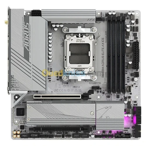 GIGABYTE B650M AORUS ELITE AX ICE - CARTE MÈRE MICRO ATX - SOCKET AM5 - 4 x DDR5 - WI-FI 6E - WHITE