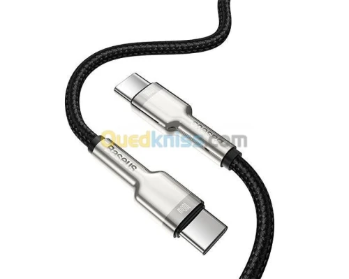 Baseus Type-C to Type-C  Cable 2M Cafule Series Metal Fast chargeData 100W - Noir-Blanc