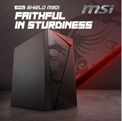 MSI MAG SHIELD M301 - BOITIER PC GAMING - MICRO ATX - USB 3.0 - AIRFLOW - ACIER PANNEAU - BLACK