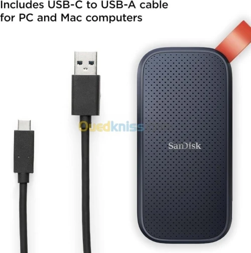 SANDISK PORTABLE 1TO SSD - DISQUE DURE EXTERNE - TYPE-C USB 3.2 - LECTURE JUSQU'À 800 MO/S