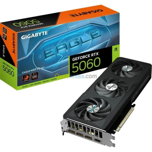 GIGABYTE RTX 5060 EAGLE MAX OC - CARTE GRAPHIQUE 8GB GDDR7 - 3X FANS - DLSS - RAY TRACING - BLACK