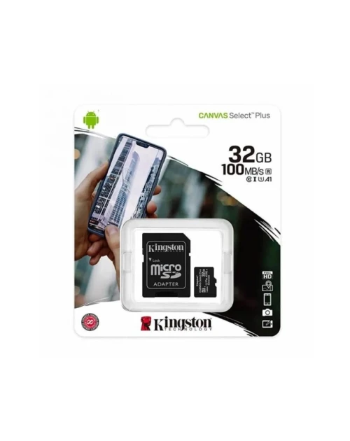 KINGSTON CANVAS SELECT PLUS SDCS3 32GB - MICRO SDXC 32GB - UHS-I CLASSE 10 - AVEC ADAPTATEUR SD - BLACK