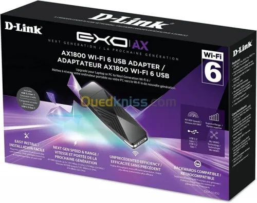 D-Link  Adaptateur USB Wi-Fi 6 AX1800 - DWA-X1850