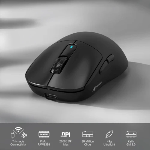 ATTACK SHARK X3 - SOURIS FILAIRE & SANS FIL - BLUETOOTH - 2.4G - 6 BOUTONS - 26000 DPI - 1KHZ -BLACK