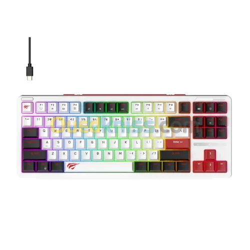 HAVIT GAMENOTE KB902L - CLAVIER MÉCANIQUE 75% - SWITCHS ROUGES - RÉTROÉCLAIRAGE RGB - TKL - NOIR