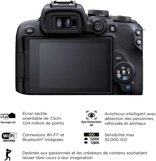 CANON EOS R10 Hybride Mirroless 24.2MP + Objectif RF-S 18-45mm F4.5-6.3 IS STM