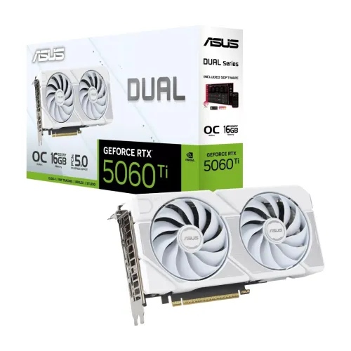 ASUS DUAL RTX 5060 TI OC - 16GO GDDR7 4K - DLSS 4 - RAY TRACING- 165W - HDMI/DP -PCI EXPRESS -WHITE