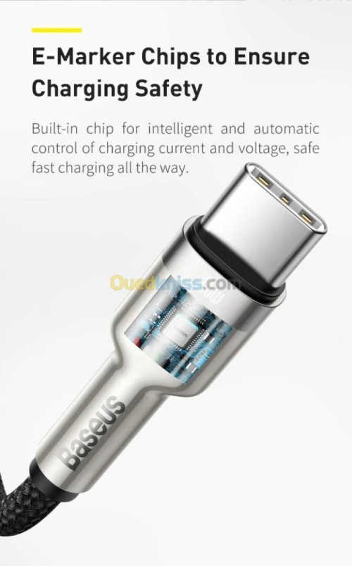 Baseus Type-C to Type-C  Cable 2M Cafule Series Metal Fast chargeData 100W - Noir-Blanc