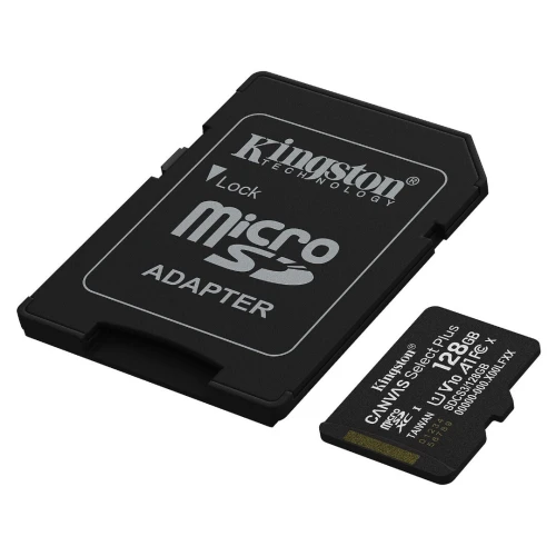 KINGSTON CANVAS SELECT PLUS SDCS3 128GB - MICRO SDXC 128GB - UHS-I CLASSE 10 - AVEC ADAPTATEUR SD - BLACK
