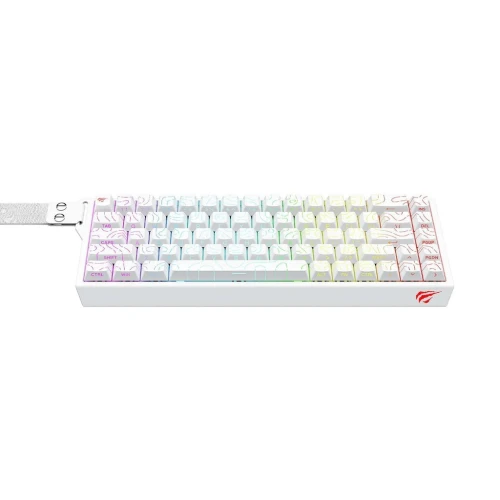 HAVIT KB922L WHITE - CLAVIER MÉCANIQUE GAMING - RGB BACKLIT - SWITCHES RED - 68 TOUCHES - COMPACT - WHITE
