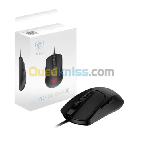 MSI FORGE GM100 - SOURIS GAMING FILAIRE - 6 BOUTONS - 3200 DPI - LED ROUGE - ERGONOMIQUE - NOIR