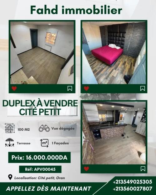 Vente Appartement Duplex F3 Oran Oran
