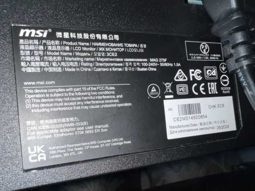 MSI MAG 275F Gaming Monitor 27
