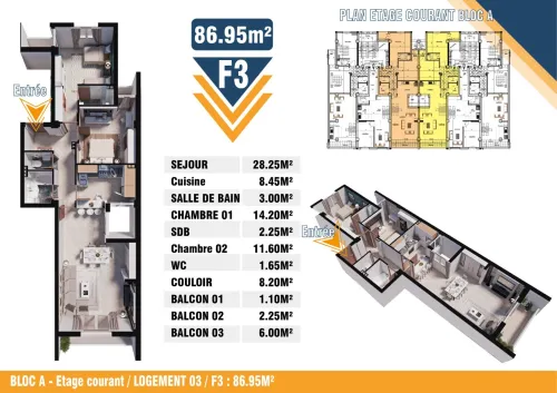 Vente Appartement Studio F2 F3 Tizi Ouzou Tigzirt