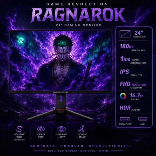 GAME REVOLUTION RAGNAROK 24" - FULL HD 1080P, 180HZ 1MS IPS