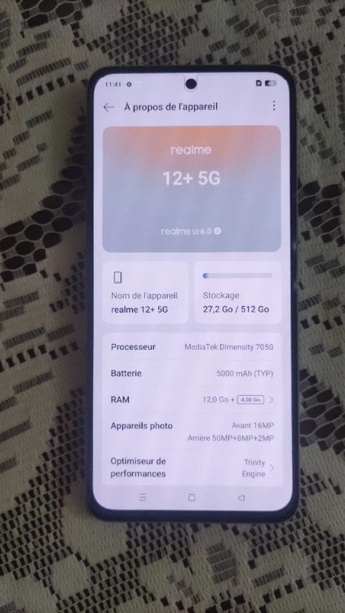 Realme 12 ram 12g mémoire 512g 
