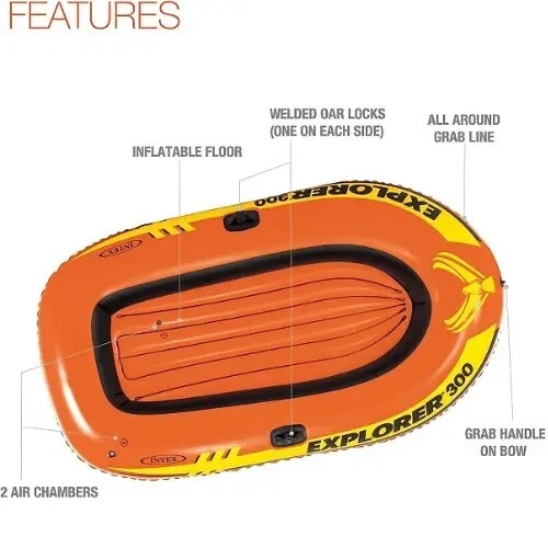 Bateau EXPLORER 300 + Pompe Et Rame 211x117x41cm | INTEX