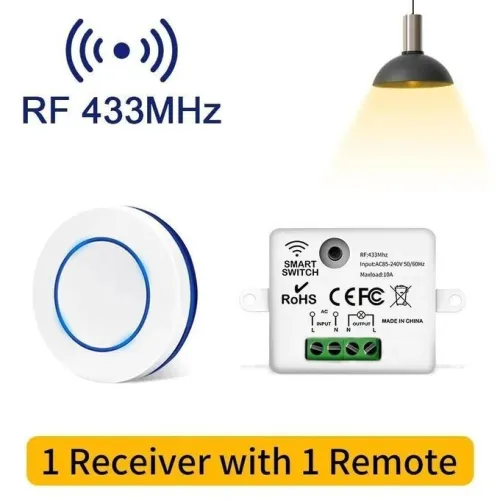 Interrupteur d'éclairage sans fil RF 433MHz, 220V 110V 10A, contrôle de relais, Mini bouton rond, panneau mural, télécommande