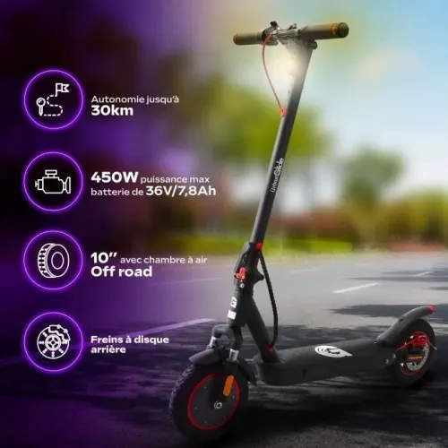 Trottinette électrique pliable - URBANGLIDE RIDE - 100 MAX 2 - 350W - Roues 10" Noir NEUVE