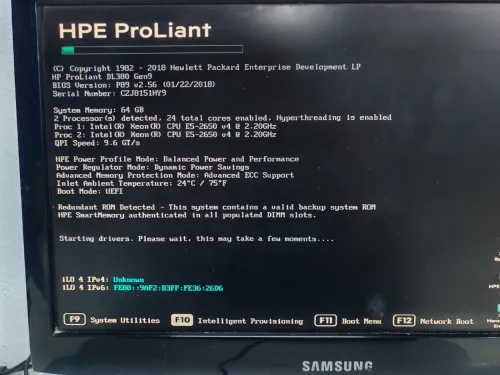 HP DL380 Gen9 | 2x Xeon E5-2650 v4 | 64GB DDR4 | 2x300GB 10K SAS | P440ar RAID | 2x500W PSU | Rails