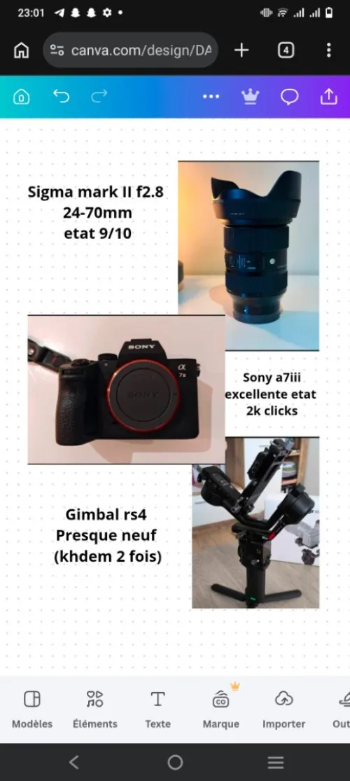 Camera sony a7iii 2kx clicks 10/10 ; lens sigma 24-70mm ; gimbal rs4 khadem 2 jrs