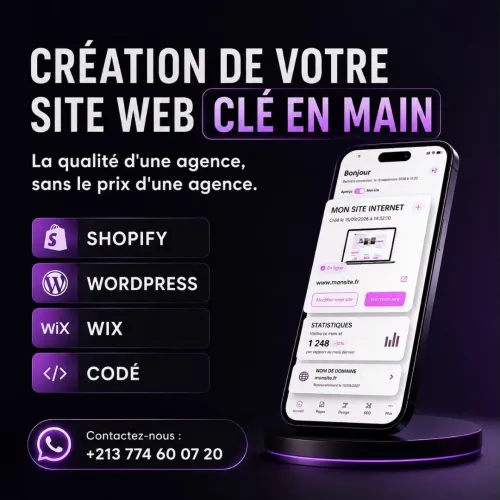 Creation site web professionnel, Shopify ecommerce, WordPress, Wix ou Codé