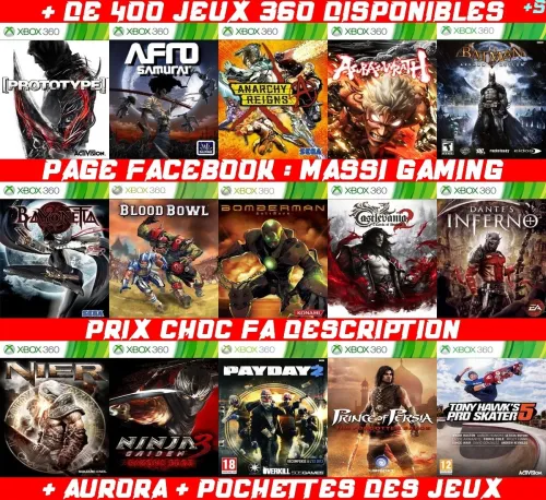INSTALLATION JEUX XBOX 360 (PRIX CHOC FA DESCRIPTION)