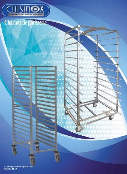 RAYONNAGE EN INOX TABLE DE TRAVAIL EN INOX PLONGE EN INOX CHARIOT EN INOX 