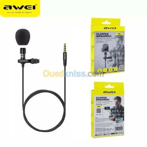 PROMOTION Microphone Cravate Levalier professionel enregistrement Micro audio 3.5mm Awei MK1