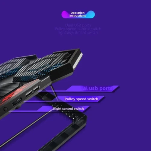 Refroidisseur laptop Gaming YL-021  [6 ventilo/vitesse reglable/ RGB/ 2USB]