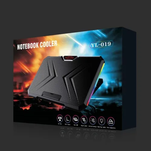 Refroidisseur laptop Gaming YL-019  [2 ventilo/vitesse reglable/ RGB/ 2USB]