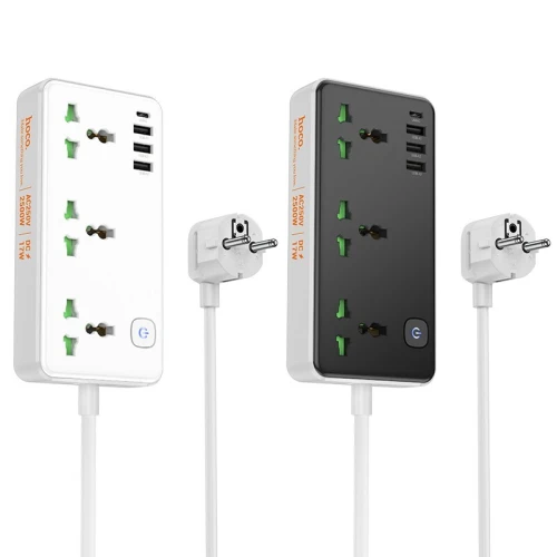 Multiprise universelle HOCO AC7A [3P/3USB/1C] 2500W/17W