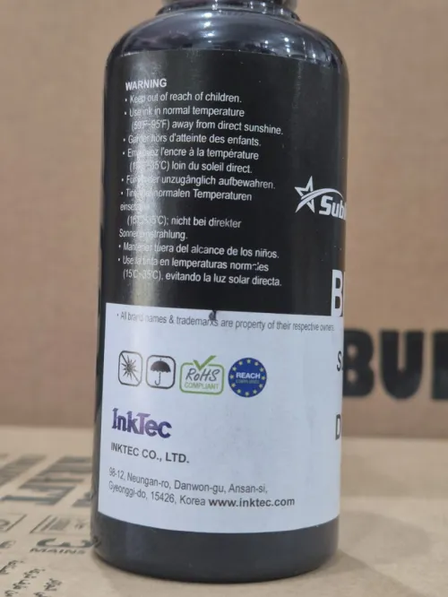 Jeux de 4 bouteilles d'encre sublimation Sublinova100ml Inktec DTI01-04 [DAY]