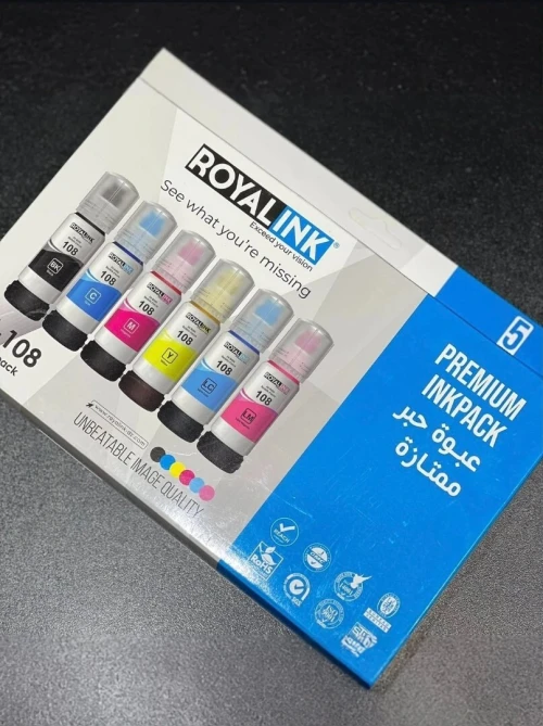 Jeux de 6 bouteilles d'encre EPSONE 108 Royalink