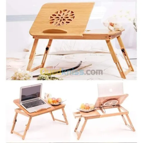 Table & Refroidisseur avec Ventilateurs en Bois pour Laptop et mac Pliable & Réglable BM92 BAMBOO