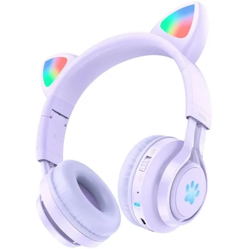 Casque Sans Fil Bluetooth Hoco Cute Kids Rgb Cat Ear Multi-Couleurs W39 - 10 Heurs D'autonomie -W39