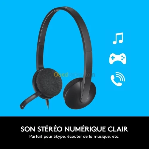 Casque USB LOGITECH H340 ORIGINAL Stéréo avec Micro Rotatif Anti-Parasites